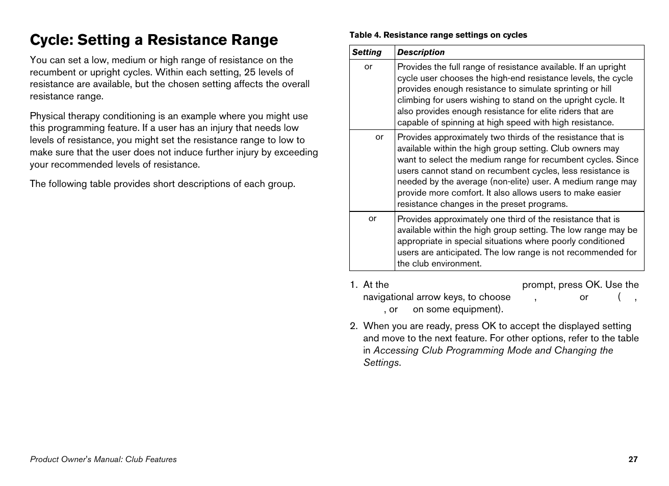 Cycle: setting a resistance range | Precor 776i User Manual | Page 29 / 112