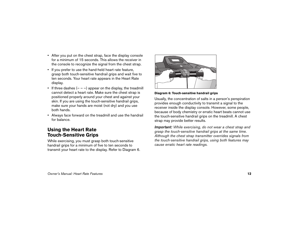 Using the heart rate touch-sensitive grips | Precor Low Impact M9.33 User Manual | Page 14 / 66