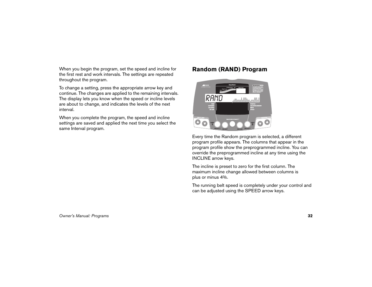 Random (rand) program, Rand | Precor Low Impact M9.33 User Manual | Page 34 / 66