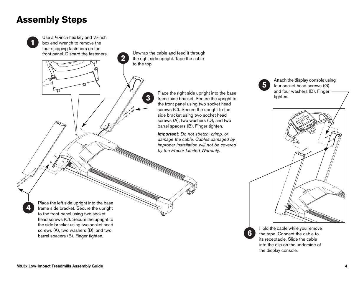 Assembly steps | Precor Low Impact M9.33 User Manual | Page 62 / 66
