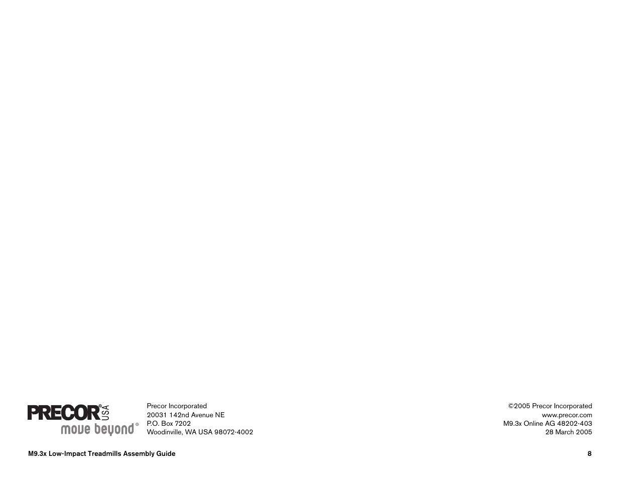 Precor Low Impact M9.33 User Manual | Page 66 / 66