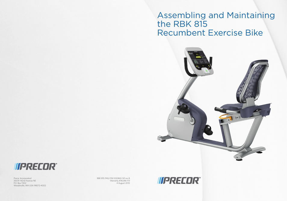 Precor RBK 815 User Manual | Page 40 / 88