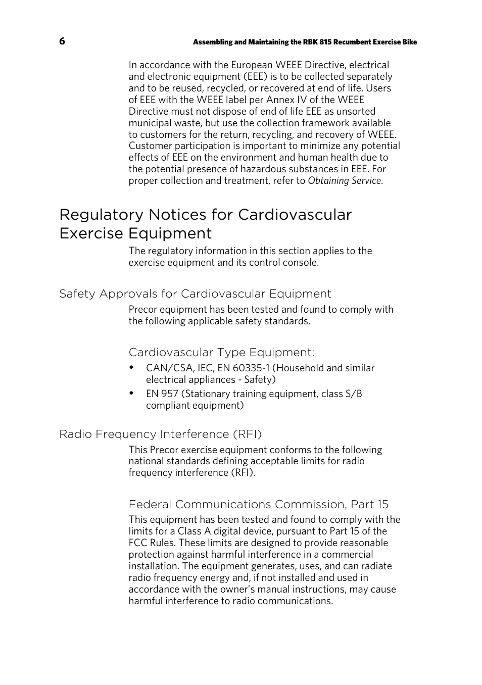 Precor RBK 815 User Manual | Page 8 / 88