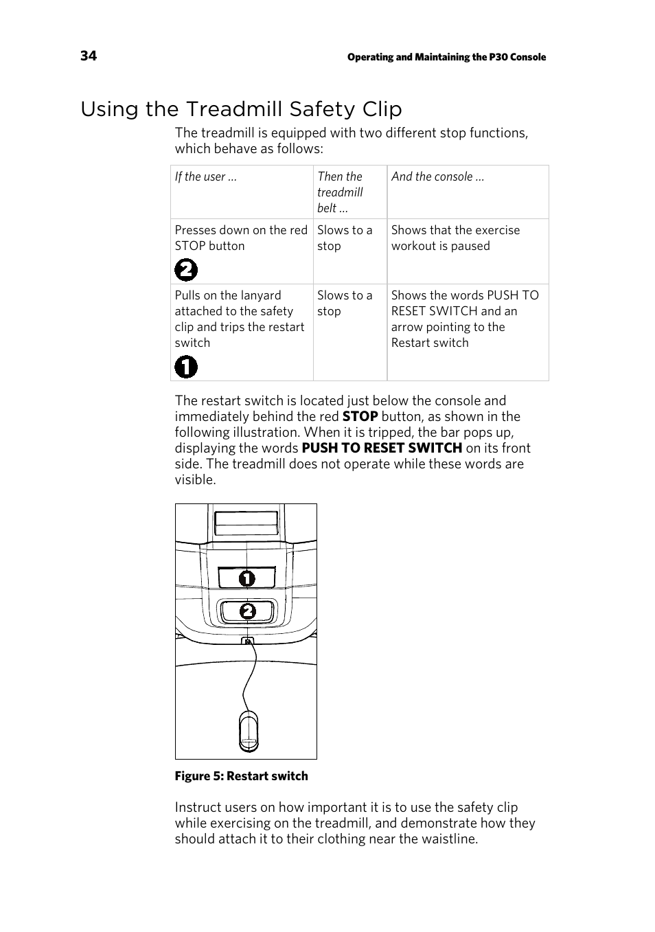 Using the treadmill safety clip | Precor RECUMBENT RBK 800 User Manual | Page 88 / 100