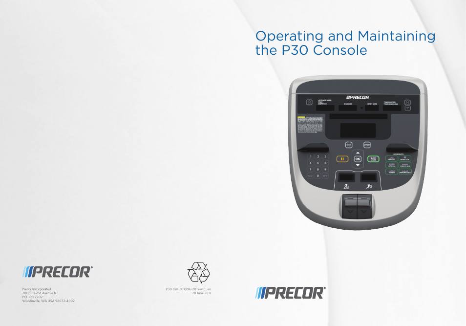 Operating and maintaining the p30 console | Precor P30 User Manual | Page 52 / 104