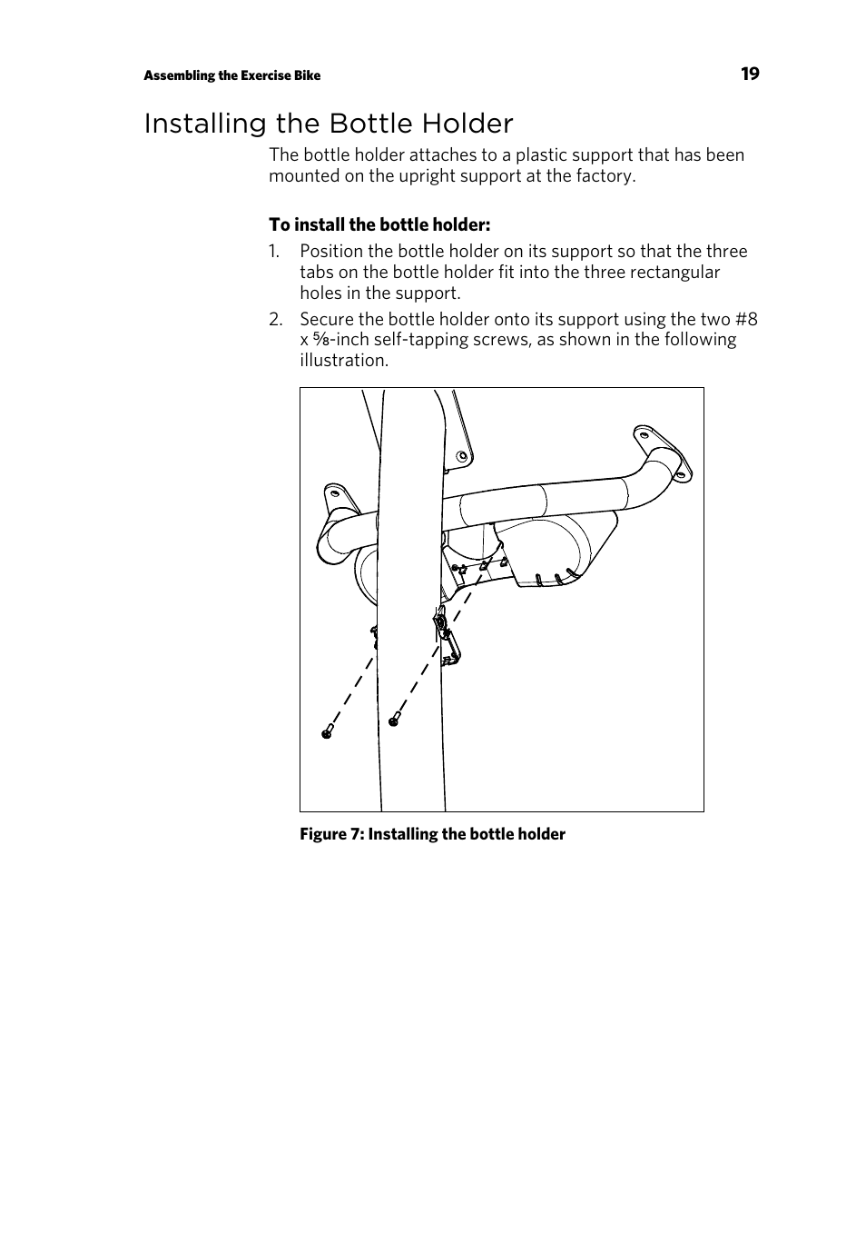 Installing the bottle holder | Precor P30 User Manual | Page 73 / 104