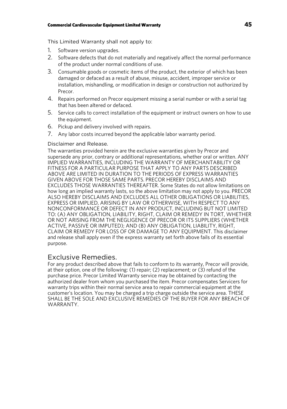 Precor P30 User Manual | Page 99 / 104