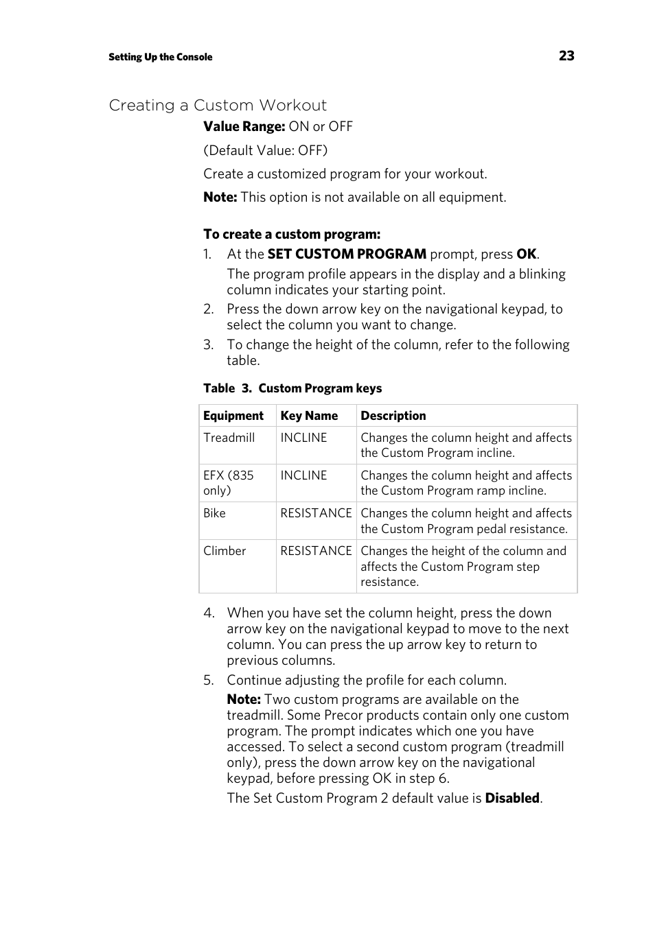 Creating a custom workout | Precor ELLIPTICAL FITNESS CROSSTRAINERS EFX 835 User Manual | Page 81 / 104