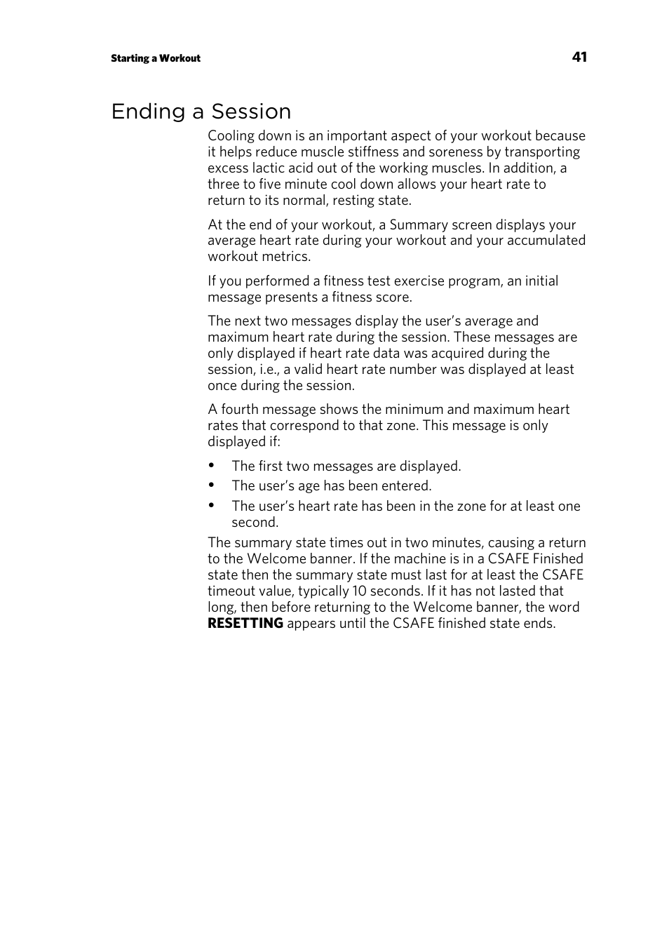 Ending a session | Precor ELLIPTICAL FITNESS CROSSTRAINERS EFX 835 User Manual | Page 99 / 104