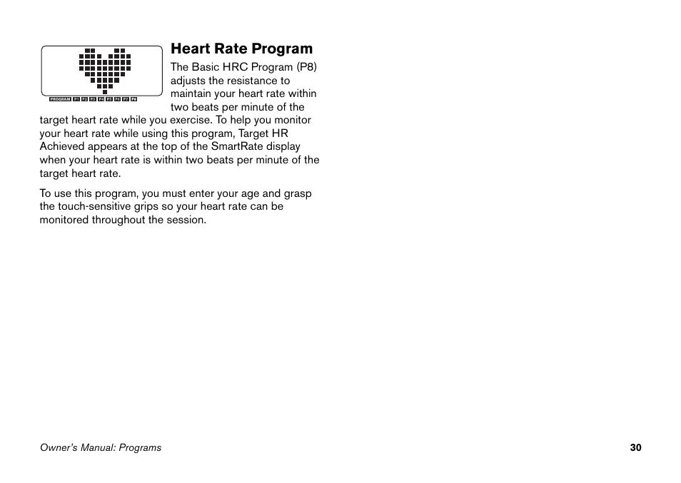 Heart rate program | Precor EFX 5.23 User Manual | Page 46 / 60