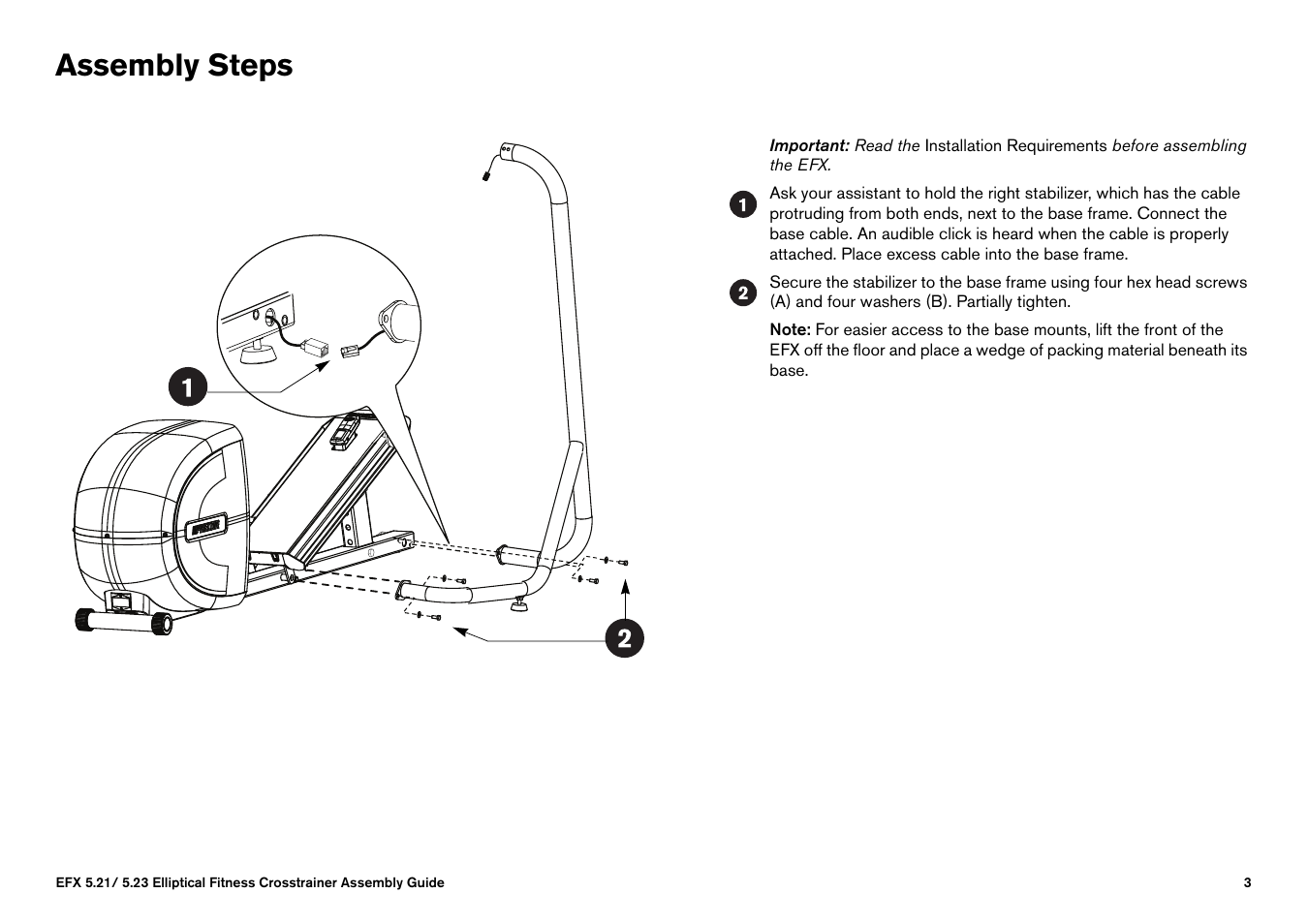 Assembly steps | Precor EFX 5.23 User Manual | Page 5 / 60