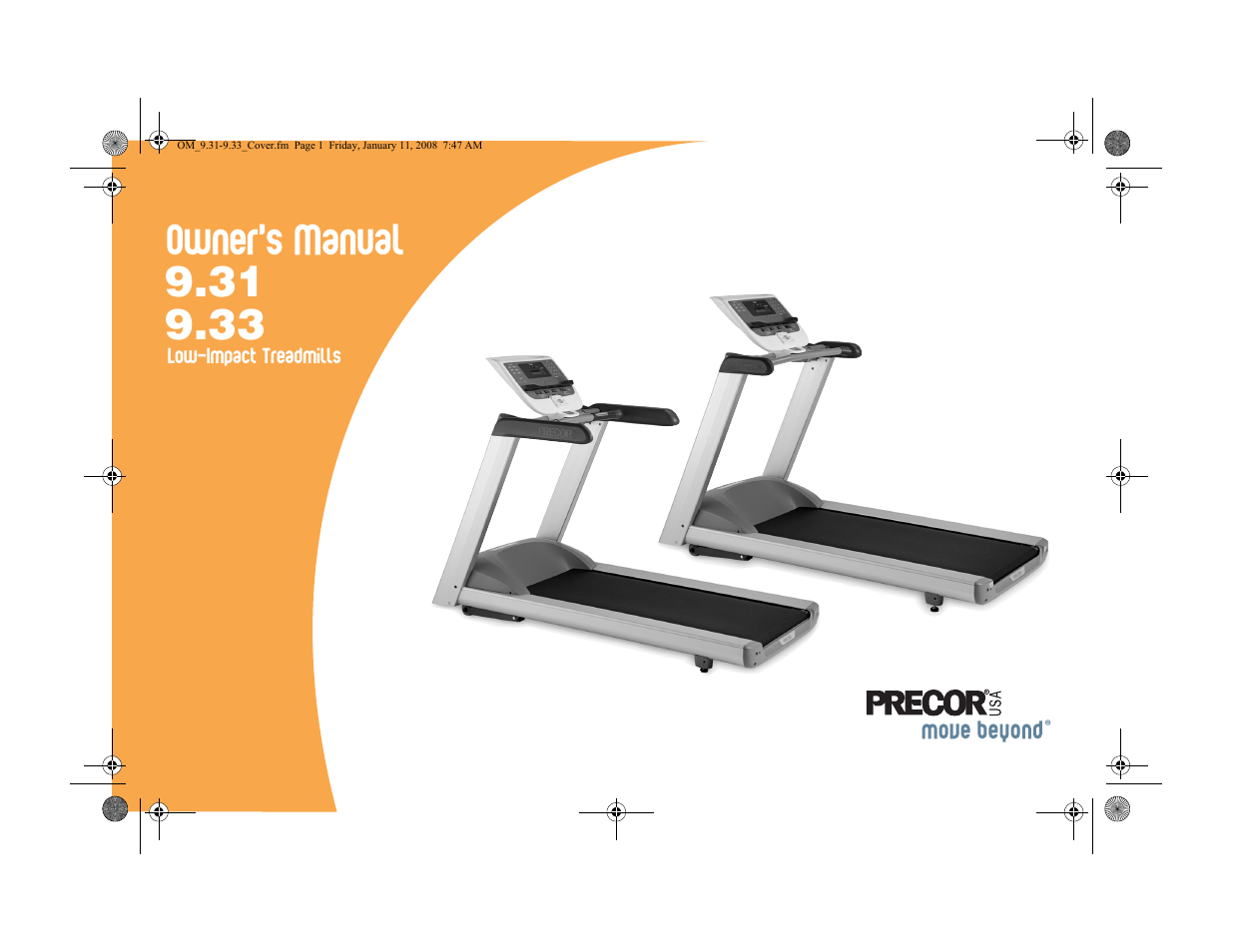 Precor LOW-IMPACT TREADMILLS 9.33 User Manual | 86 pages