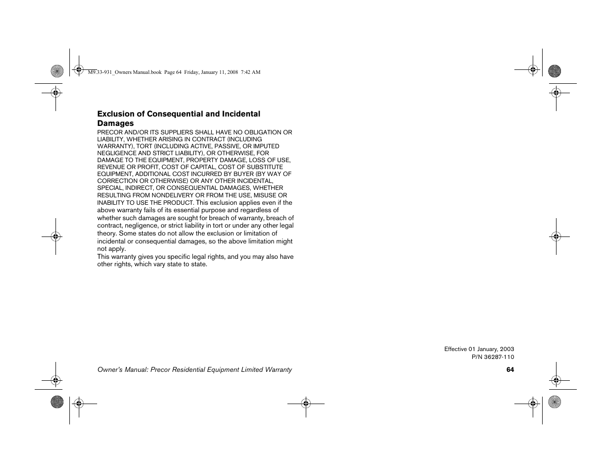 Precor LOW-IMPACT TREADMILLS 9.33 User Manual | Page 66 / 86