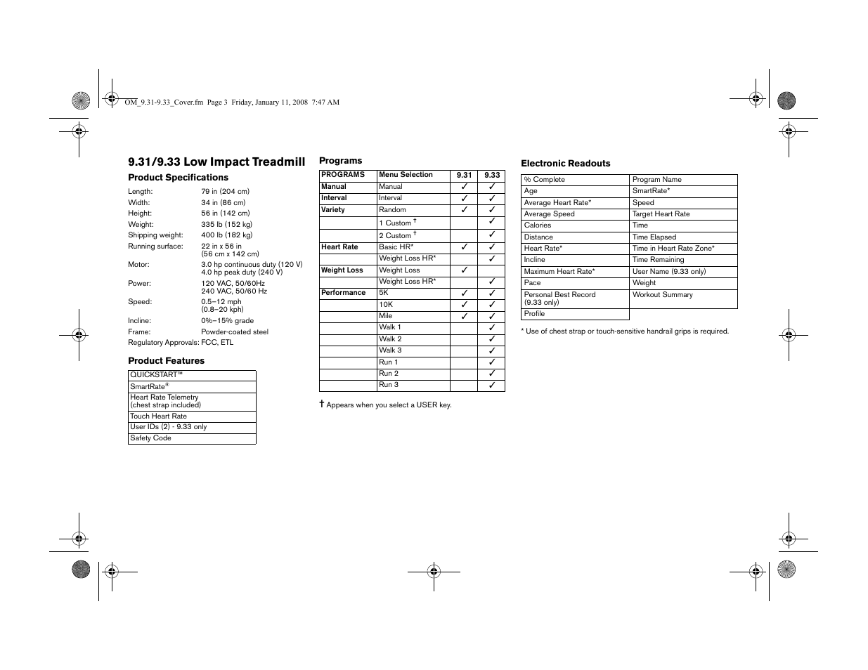 Precor LOW-IMPACT TREADMILLS 9.33 User Manual | Page 71 / 86