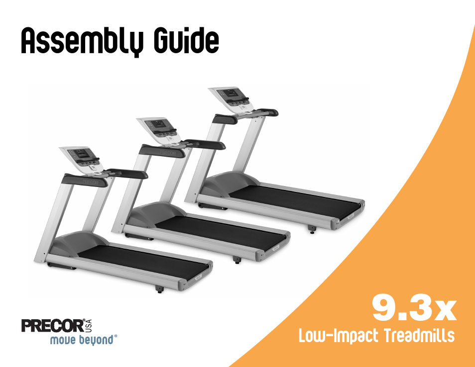 49750-106 rev f 9.3xi assembly guide, Assembly guide | Precor LOW-IMPACT TREADMILLS 9.33 User Manual | Page 75 / 86