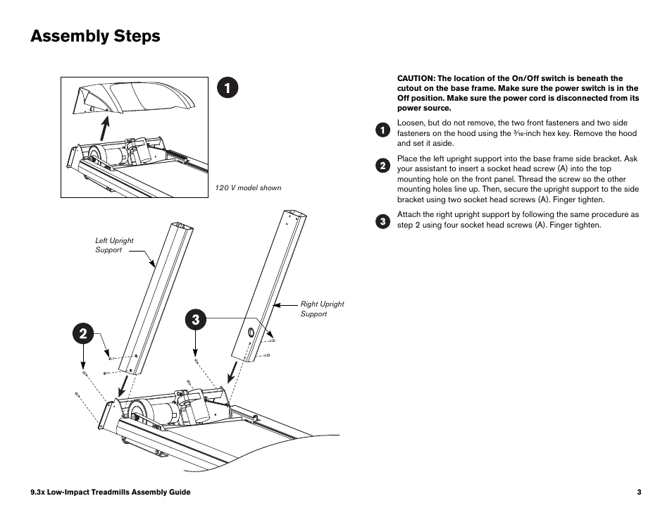 Assembly steps | Precor LOW-IMPACT TREADMILLS 9.33 User Manual | Page 79 / 86