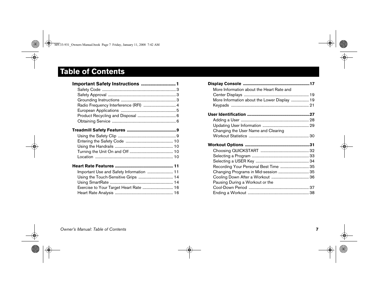 Precor LOW-IMPACT TREADMILLS 9.33 User Manual | Page 9 / 86
