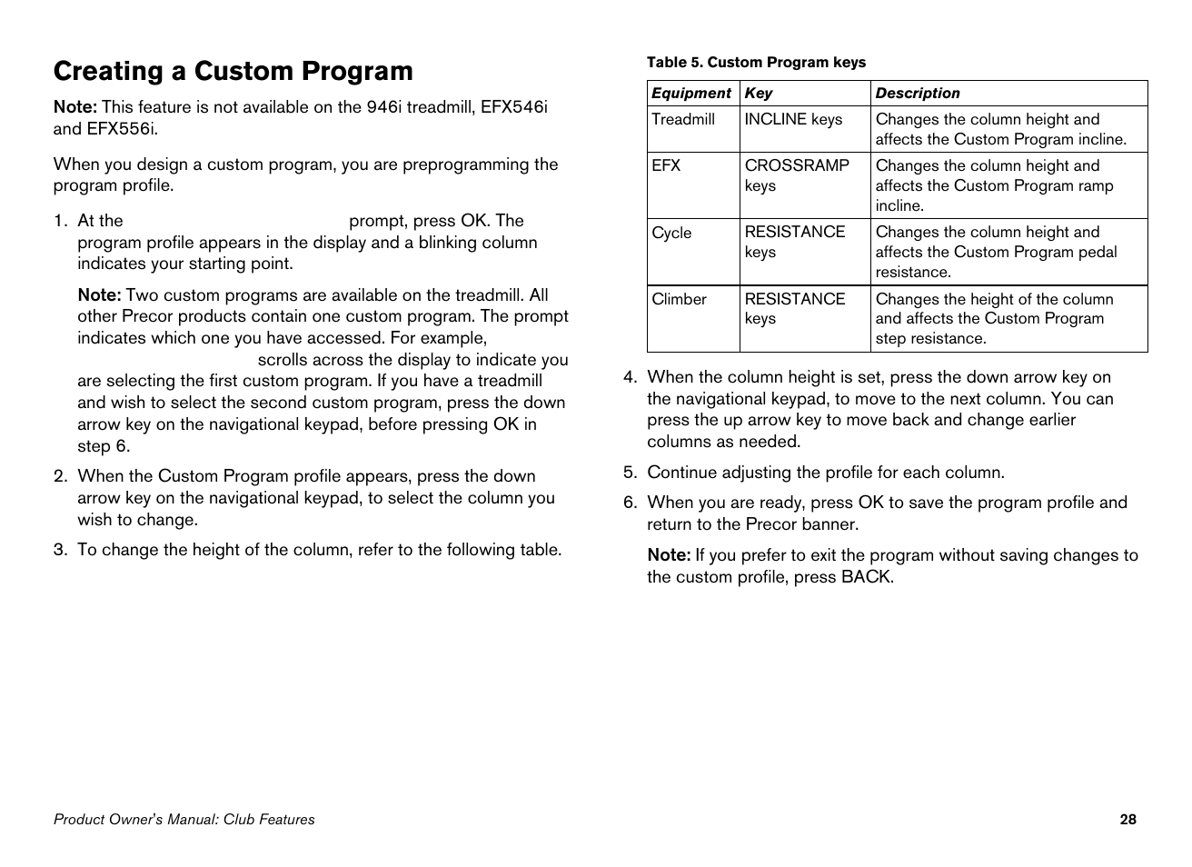 Creating a custom program | Precor 946i User Manual | Page 30 / 101