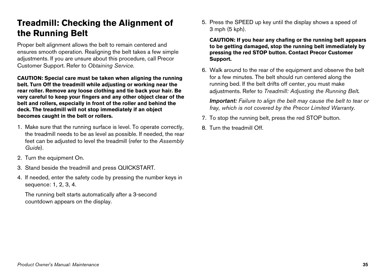 Precor 946i User Manual | Page 37 / 101