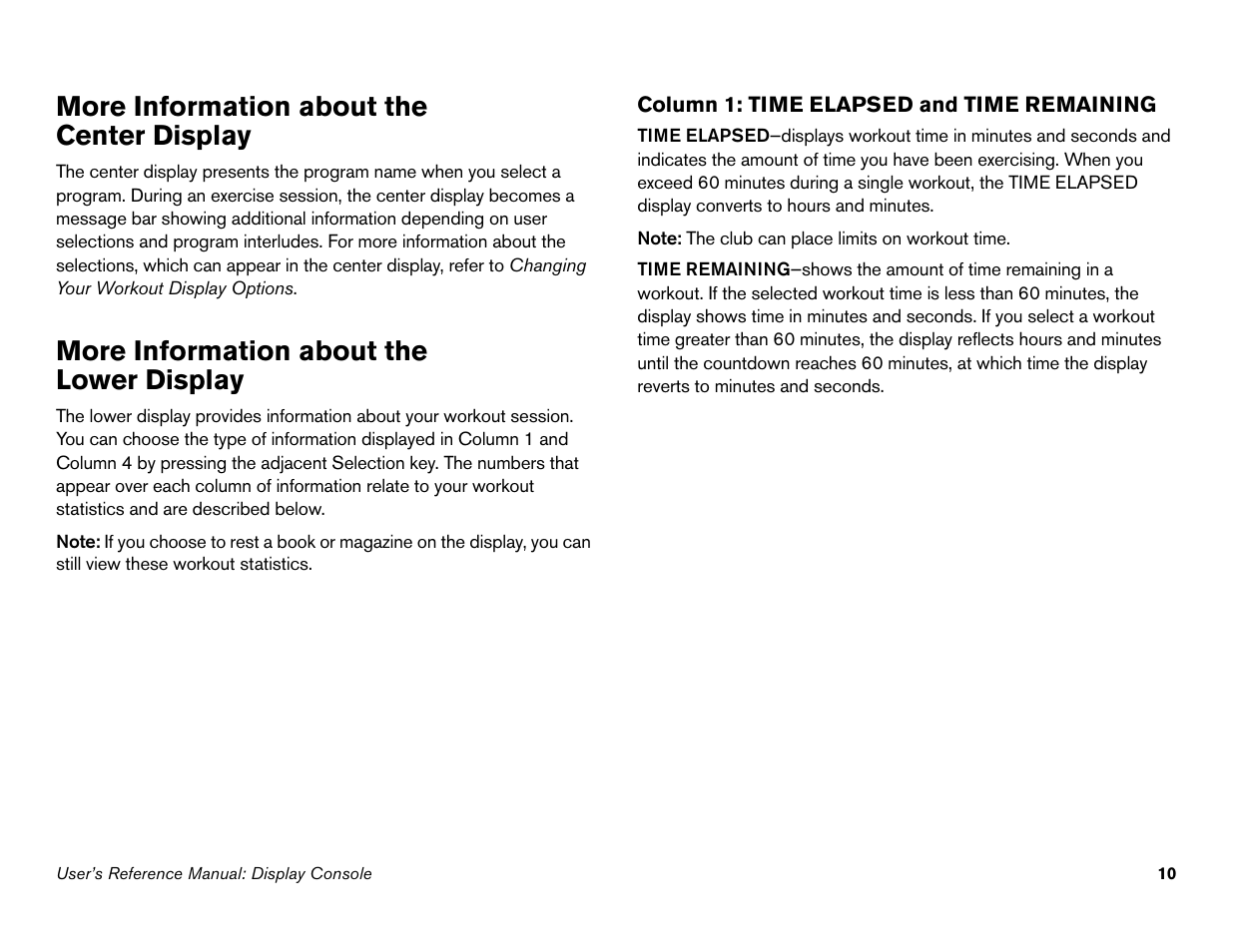 More information about the center display, More information about the lower display | Precor 946i User Manual | Page 59 / 101