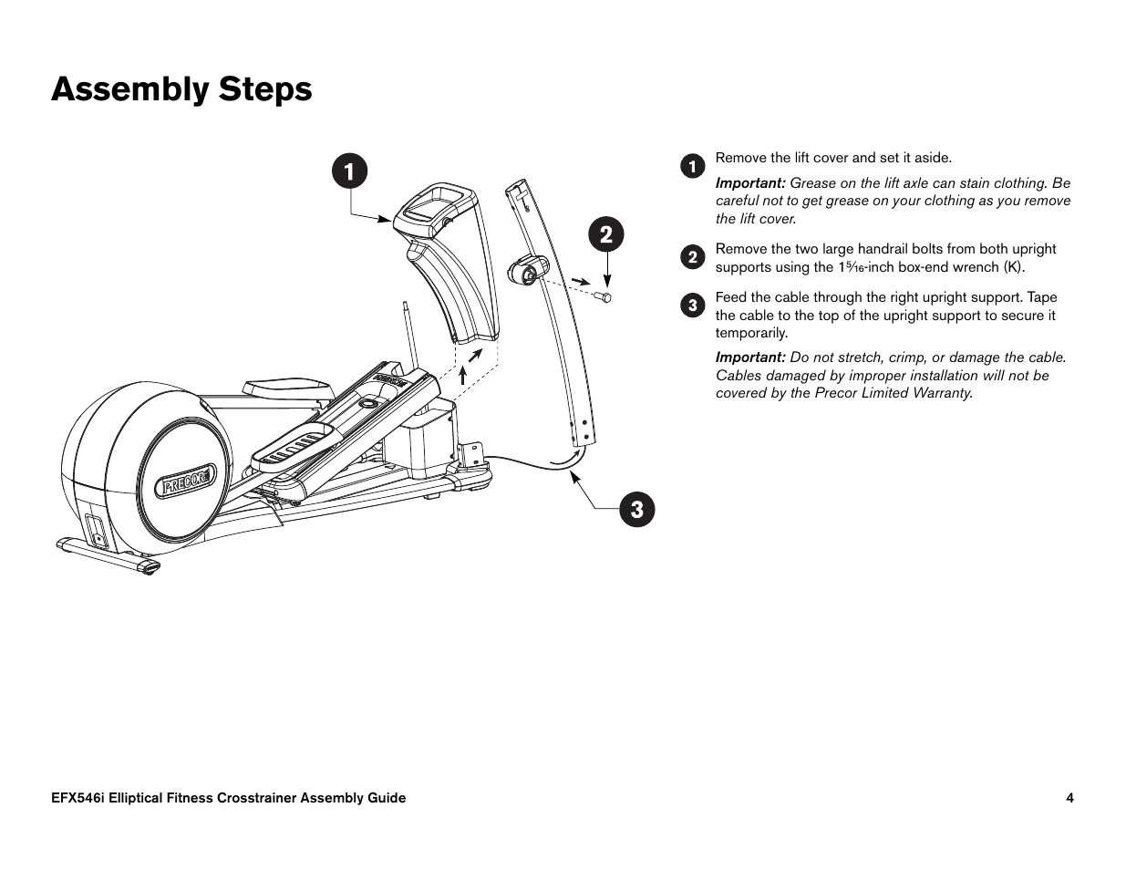 Assembly steps | Precor 946i User Manual | Page 94 / 101