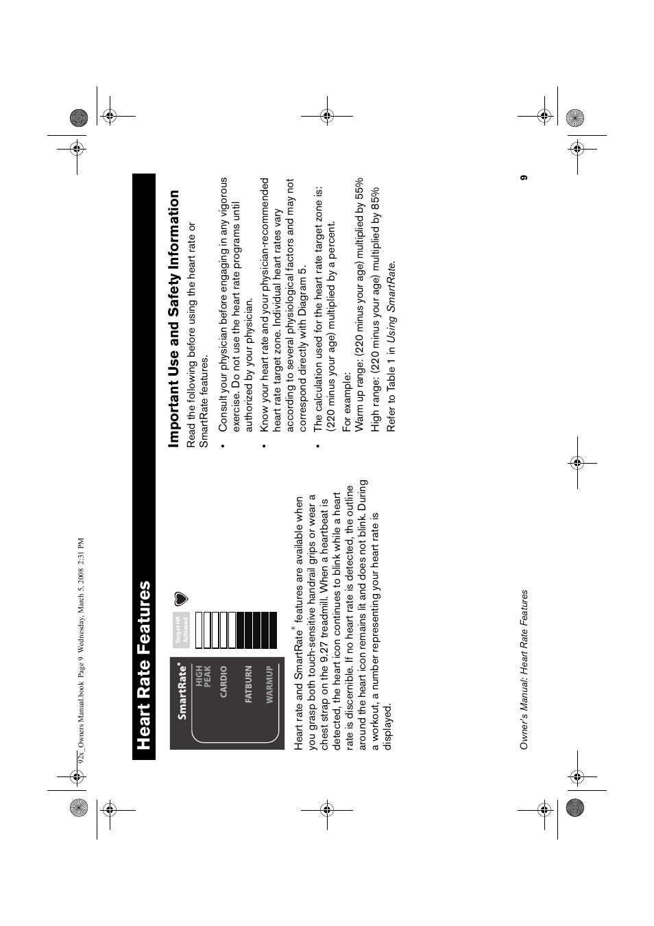 Rt rate featu, Importan, T use | And safe, Formati, Hear, Tures, Heart rate f e atures, Important use and safety information | Precor Low Impact 9.23 User Manual | Page 11 / 53