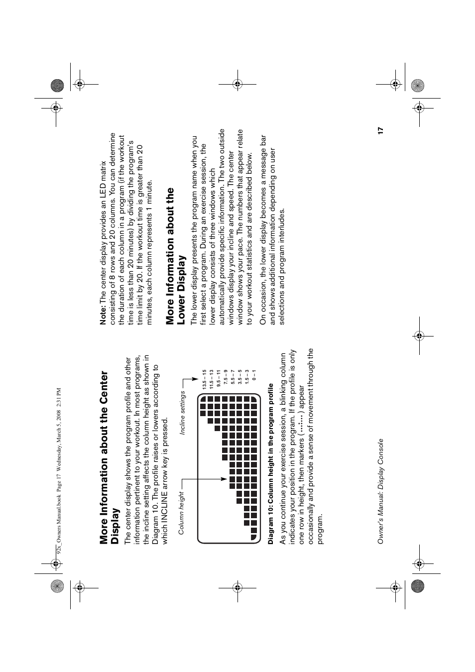 Re informatio, N abo, The c | Enter, Display, The lo, More i nformation about the center display, More information about the lower d ispla y | Precor Low Impact 9.23 User Manual | Page 19 / 53