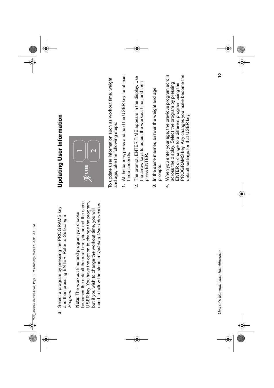 Updating user information | Precor Low Impact 9.23 User Manual | Page 25 / 53