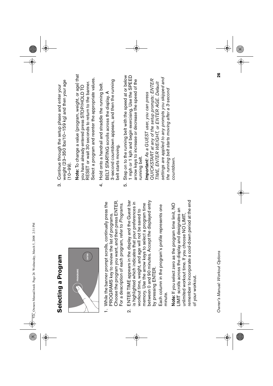 Selecting a, Program, Ting | Ogra, Lectin, G a pro, Gram, Lecti, Ng a, Selecting a p rogram | Precor Low Impact 9.23 User Manual | Page 28 / 53