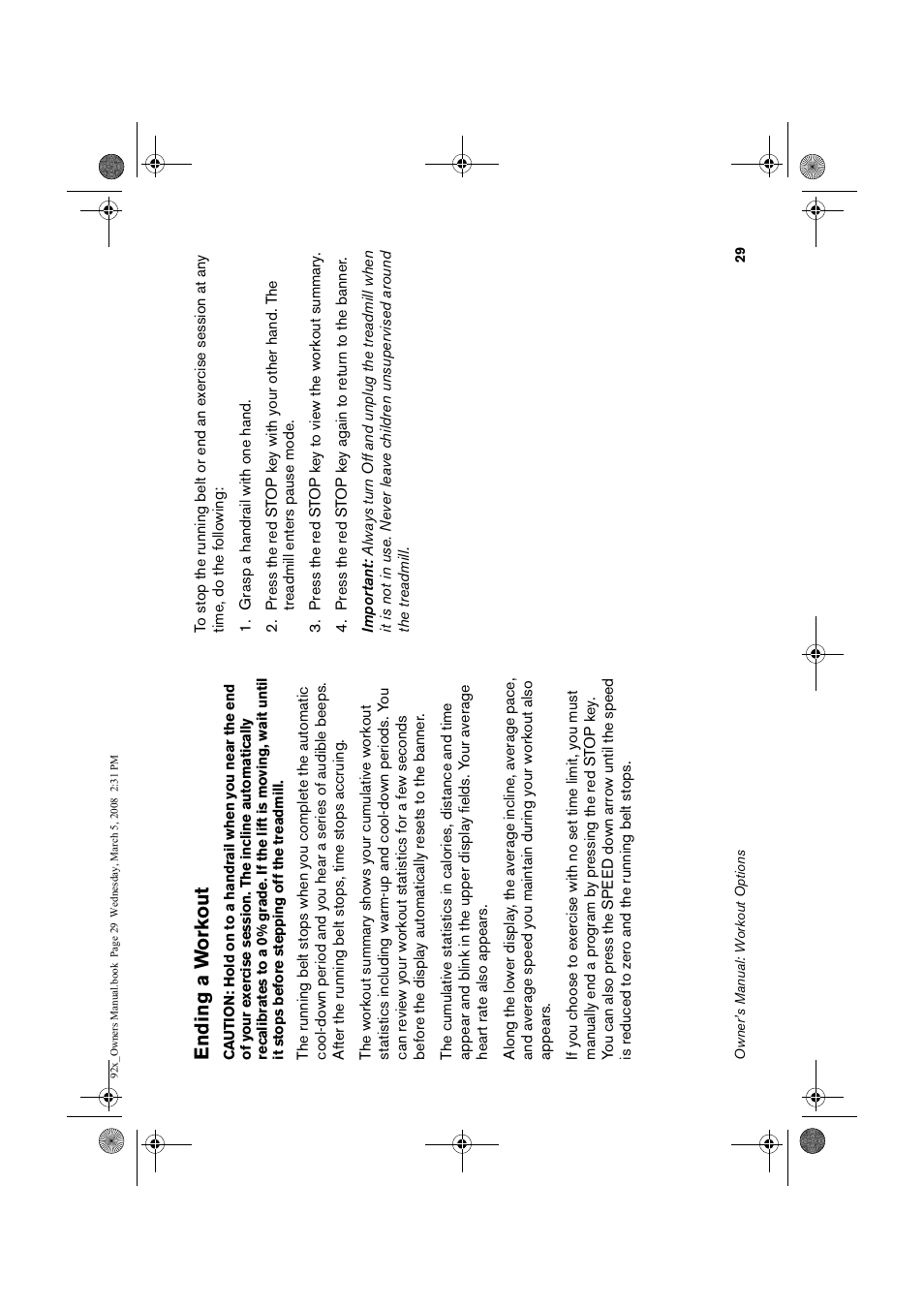 Ding a, Workout, Ng a w | Rkou | Precor Low Impact 9.23 User Manual | Page 31 / 53