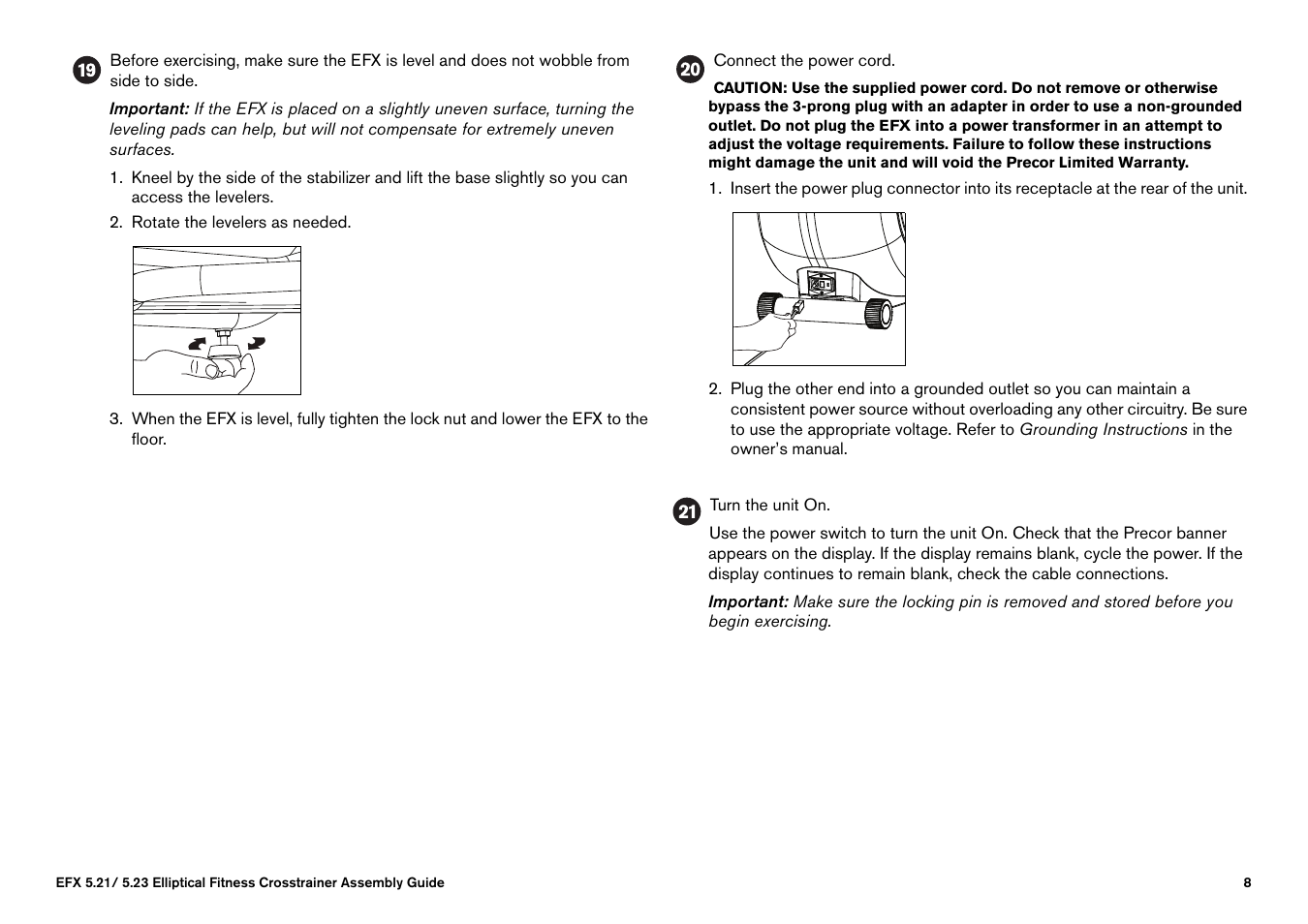 Precor Elliptical Fitness Crosstrainer EFX User Manual | Page 10 / 58