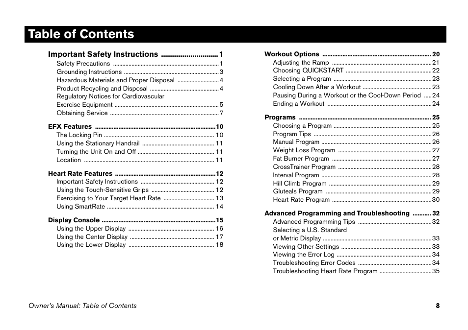 Precor Elliptical Fitness Crosstrainer EFX User Manual | Page 24 / 58