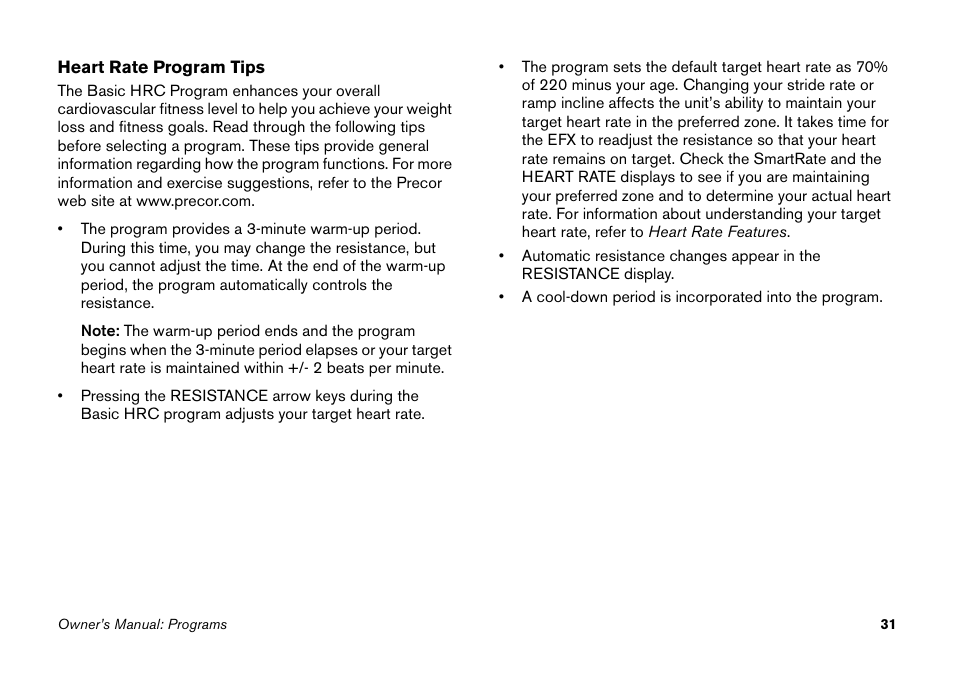 Precor Elliptical Fitness Crosstrainer EFX User Manual | Page 47 / 58