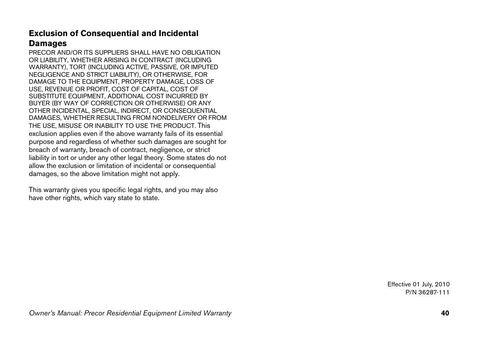 Precor Elliptical Fitness Crosstrainer EFX User Manual | Page 56 / 58