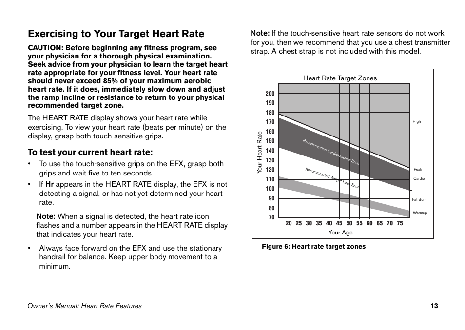 Exercising to your target heart rate | Precor EFX 5.25 User Manual | Page 29 / 64