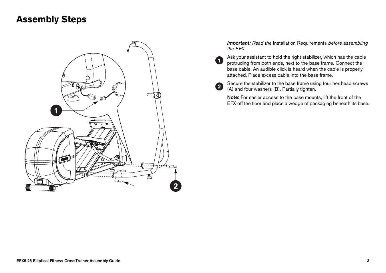 Assembly steps | Precor EFX 5.25 User Manual | Page 5 / 64