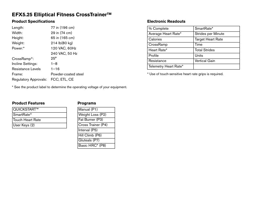 Efx5.25 elliptical fitness crosstrainer | Precor EFX 5.25 User Manual | Page 63 / 64