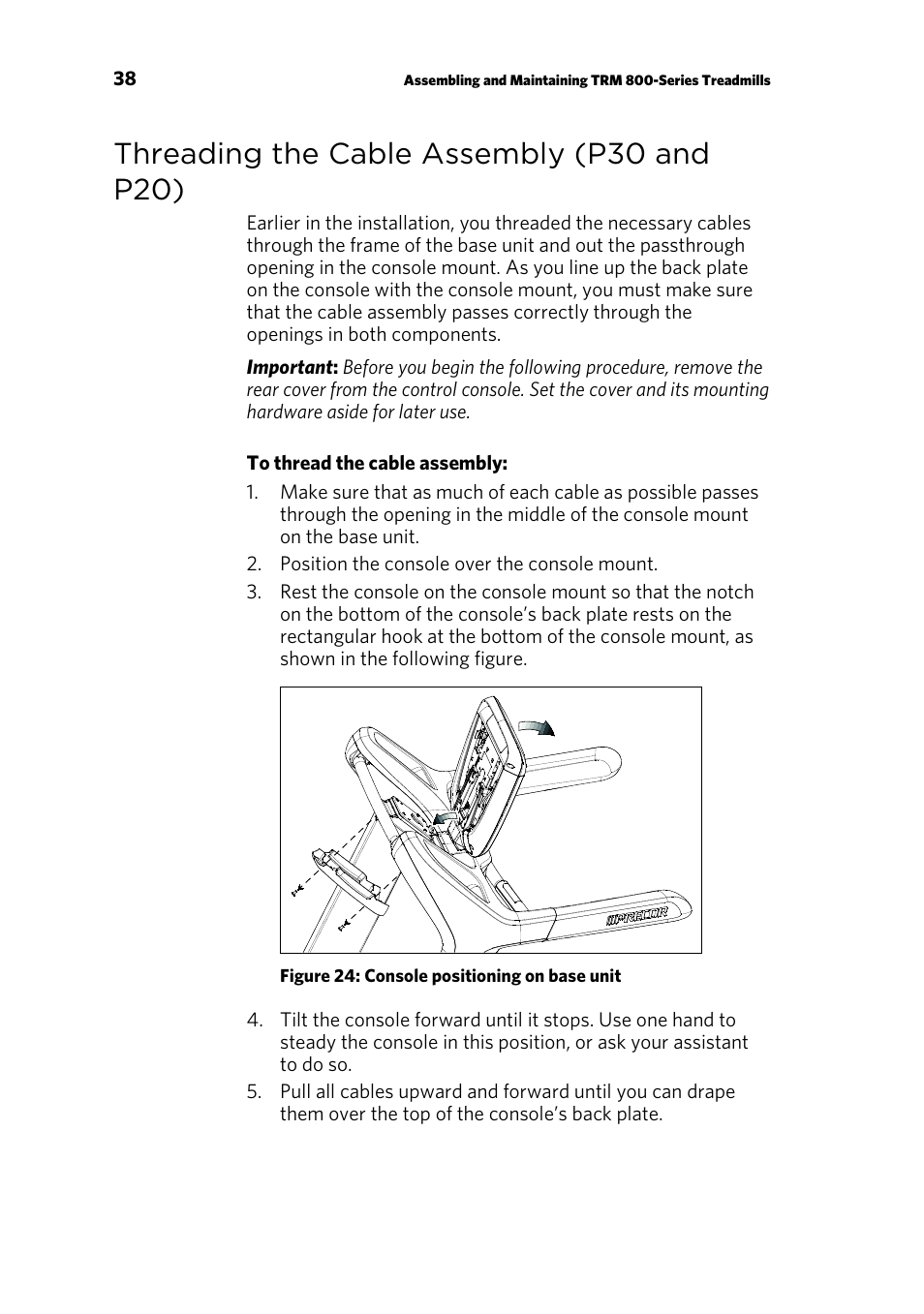 Threading the cable assembly (p30 and p20) | Precor TRM 800 User Manual | Page 40 / 64