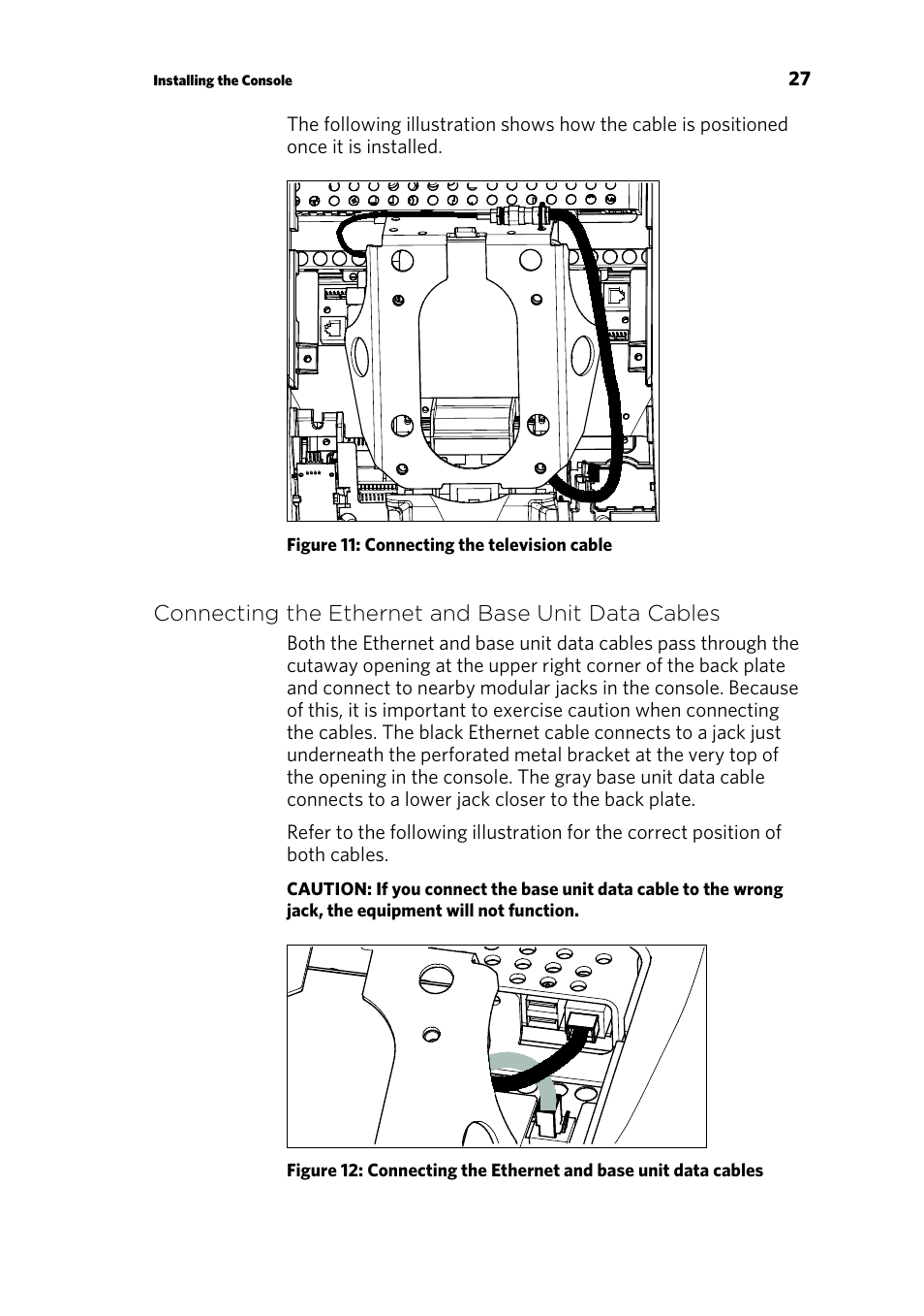 Connecting the ethernet and base unit data cables | Precor RBK 800 User Manual | Page 29 / 52