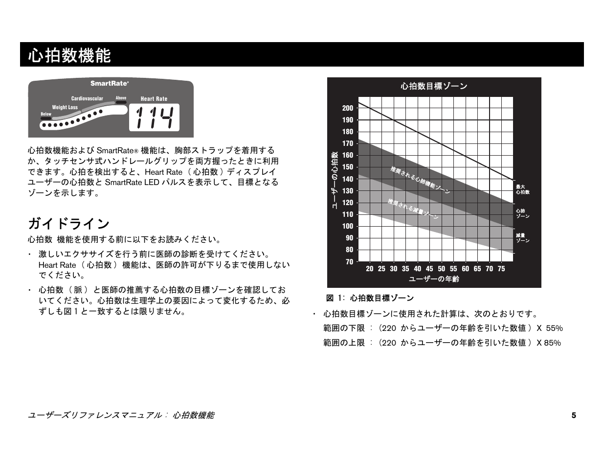 心拍数機能, ガイドライン | Precor EFX 556i User Manual | Page 29 / 70