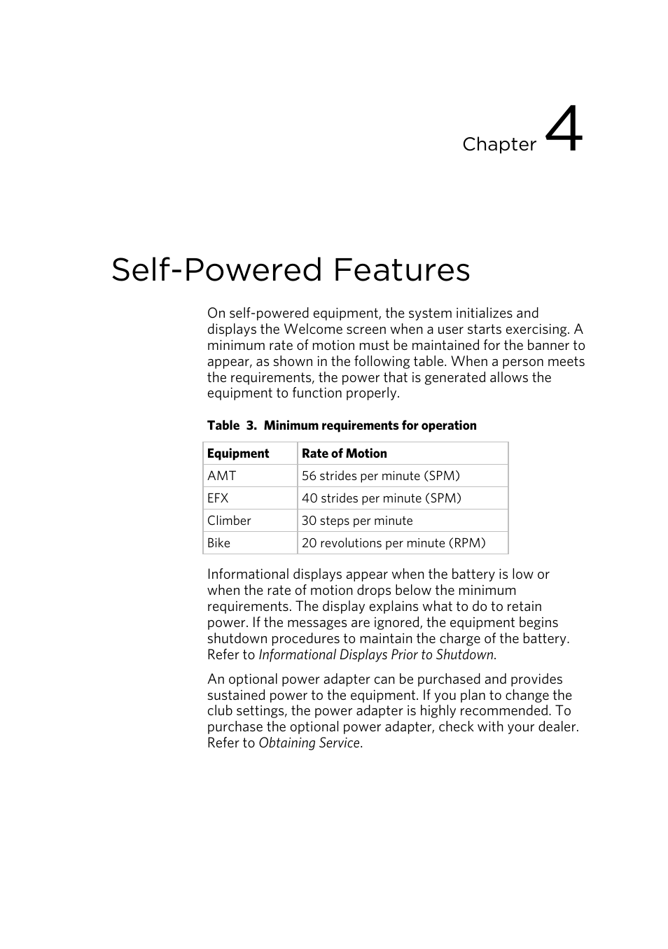 Self-powered features | Precor EFX 821 User Manual | Page 33 / 48