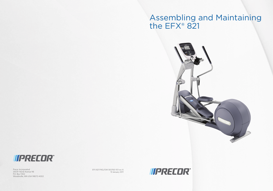 Assembling and maintaining the efx® 821 | Precor EFX 821 User Manual | Page 48 / 48
