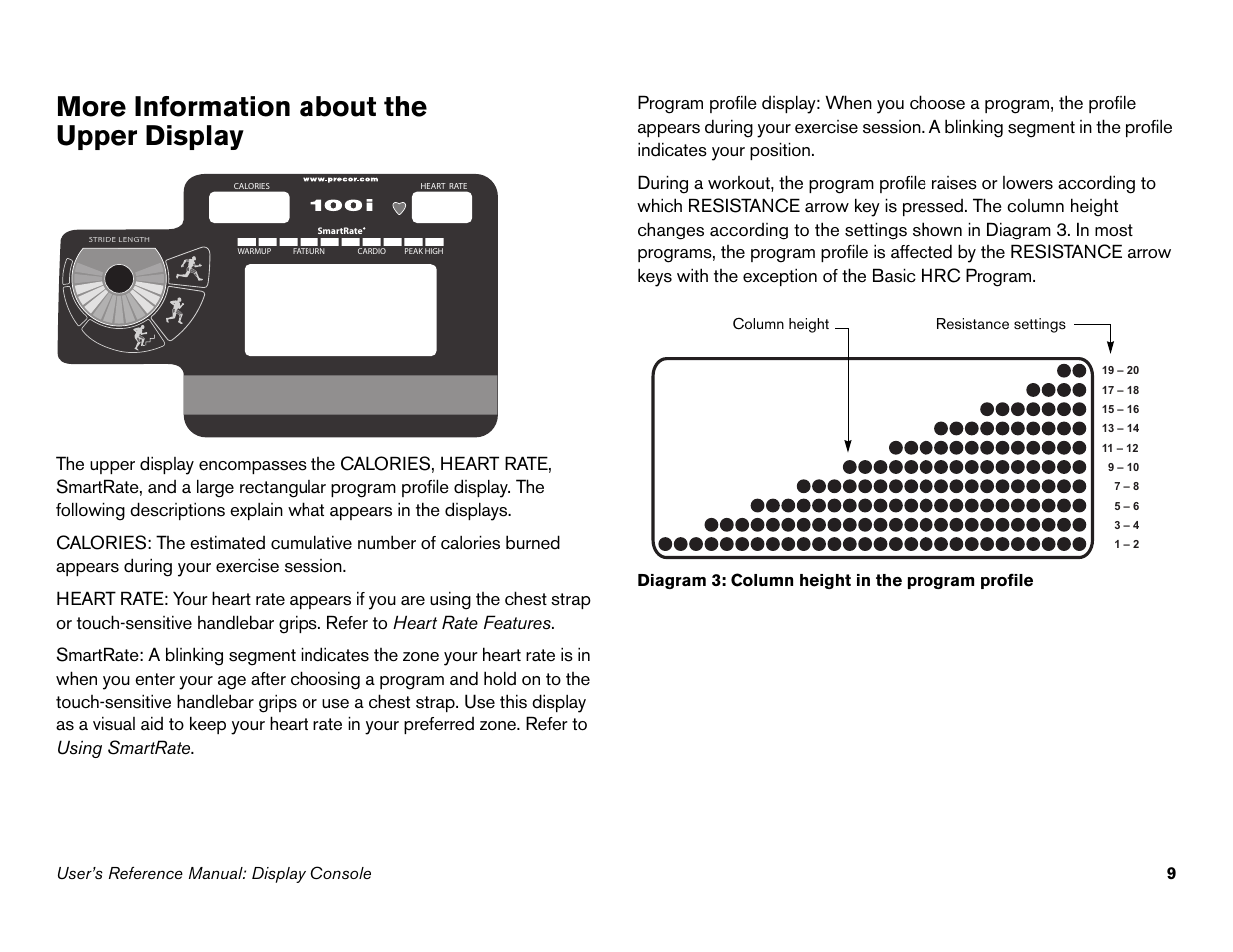 More information about the upper display | Precor Commercial Adaptive Motion Trainer C100i User Manual | Page 11 / 36