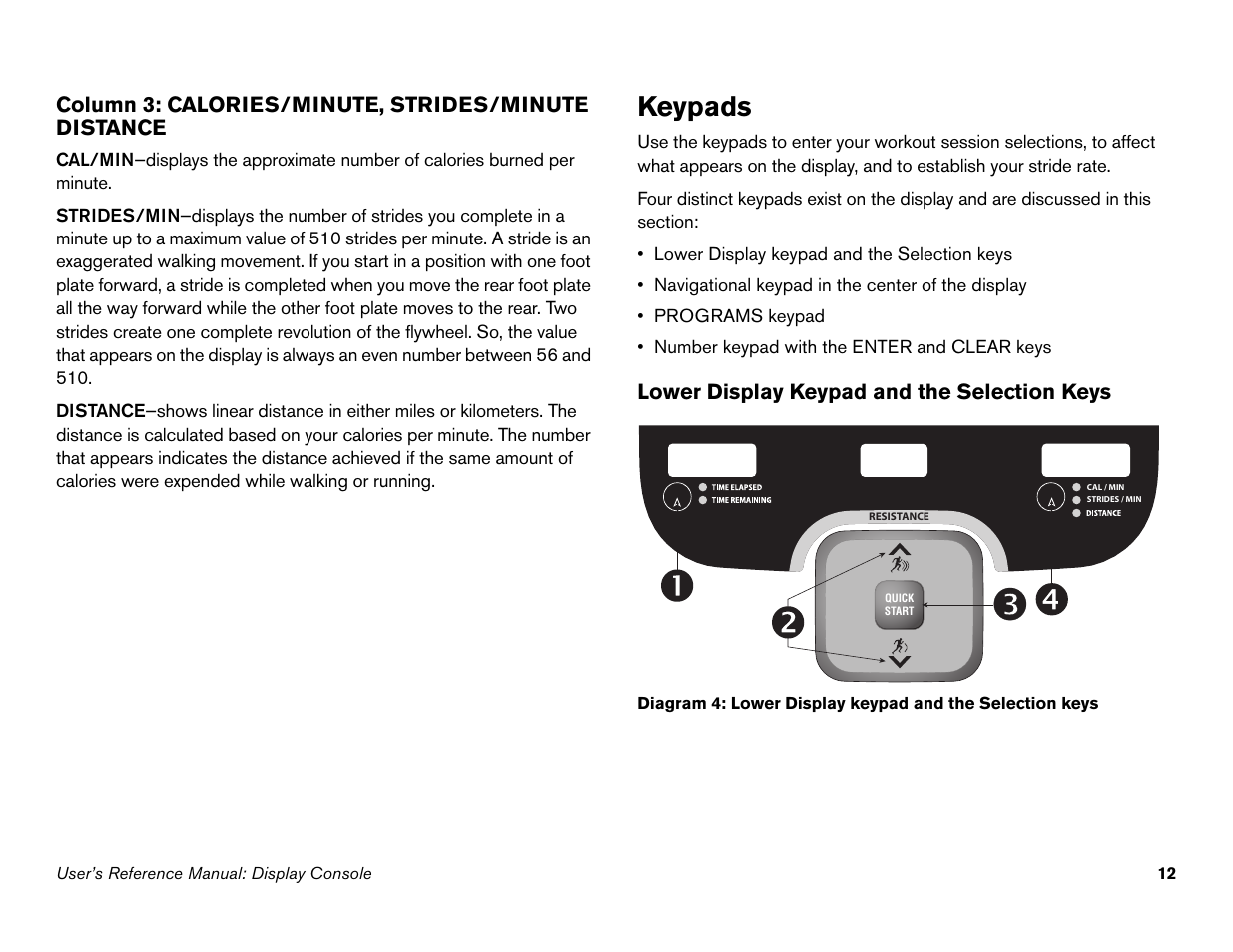 Keypads | Precor Commercial Adaptive Motion Trainer C100i User Manual | Page 14 / 36