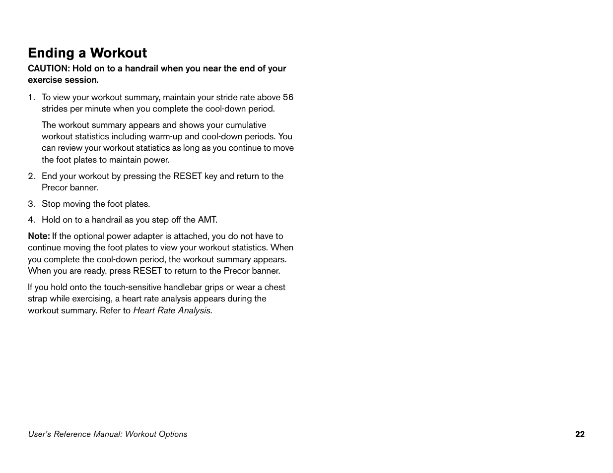 Ending a workout | Precor Commercial Adaptive Motion Trainer C100i User Manual | Page 24 / 36