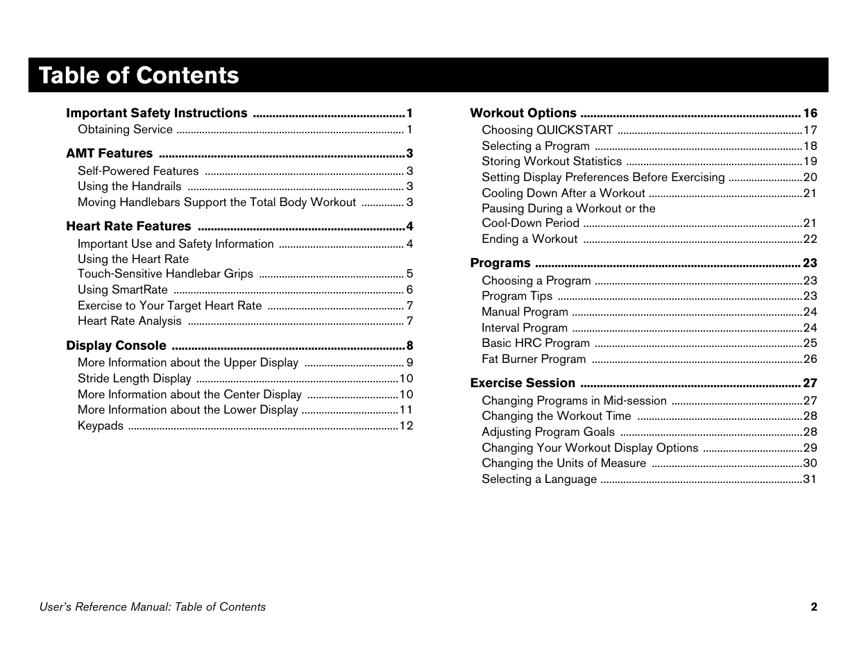 Precor Commercial Adaptive Motion Trainer C100i User Manual | Page 4 / 36