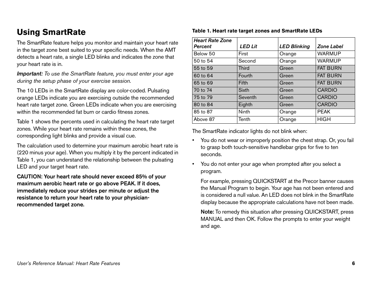 Using smartrate | Precor Commercial Adaptive Motion Trainer C100i User Manual | Page 8 / 36