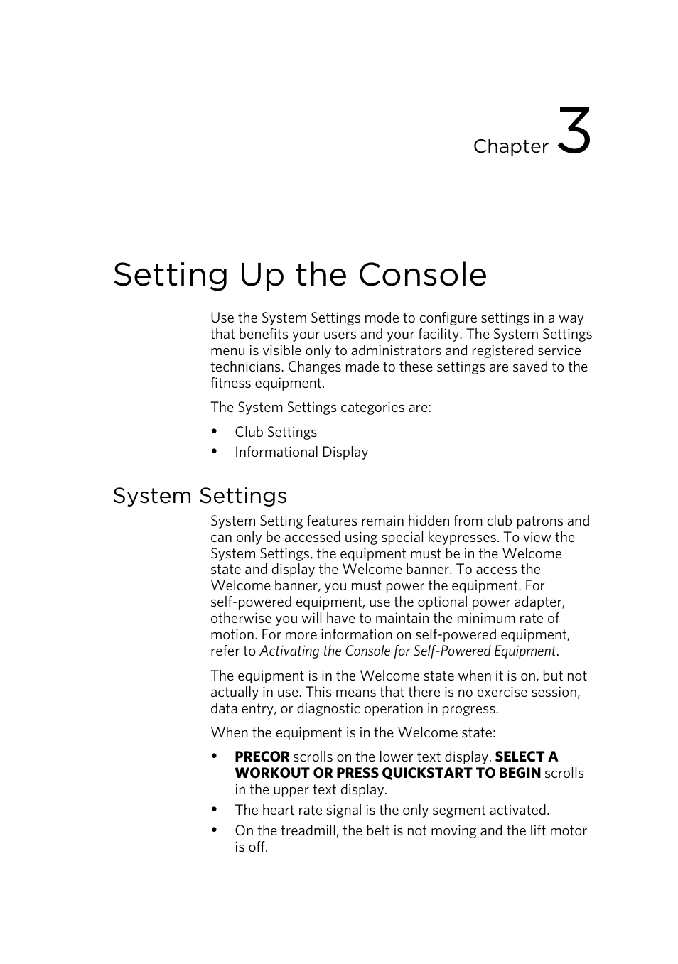 Setting up the console, System settings | Precor AMT 835 User Manual | Page 73 / 100