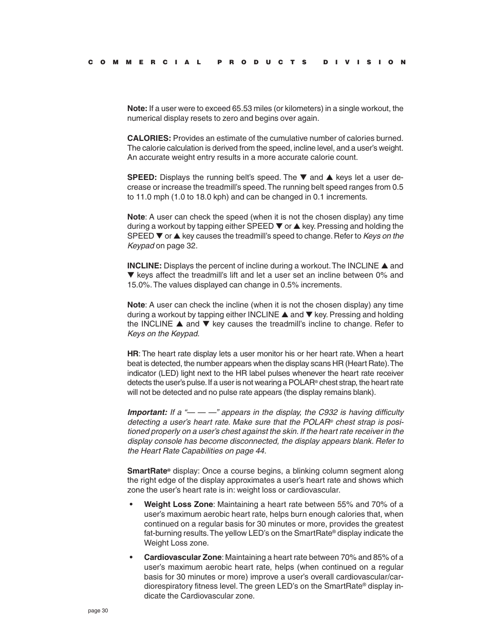 Precor C932 User Manual | Page 30 / 60