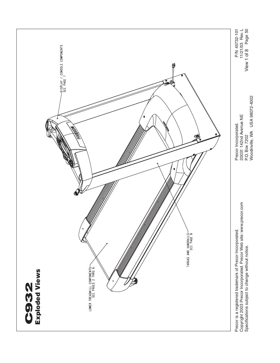 C932, Exploded v iews | Precor C932 User Manual | Page 50 / 60